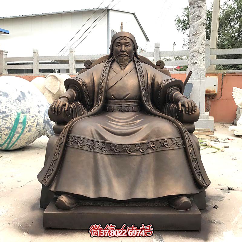 玻璃鋼仿古銅雕塑著名軍事家成吉思汗 玻璃鋼仿古銅雕塑著名軍事家成吉思汗