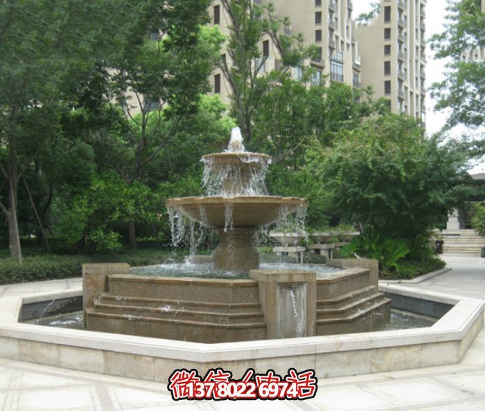精美石雕大型噴泉，美化小區(qū)廣場景觀