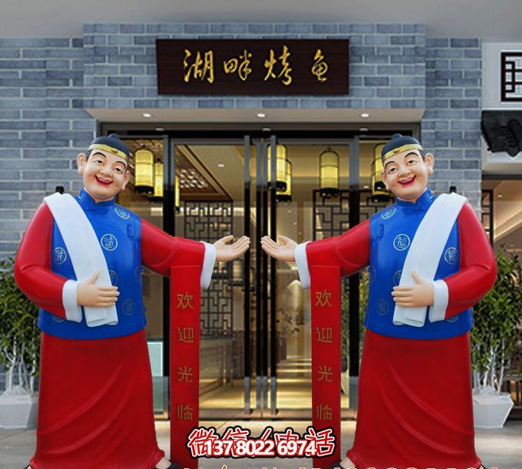 玻璃鋼精美彩繪迎賓雕塑，為您的酒店門口增添藝術氣息