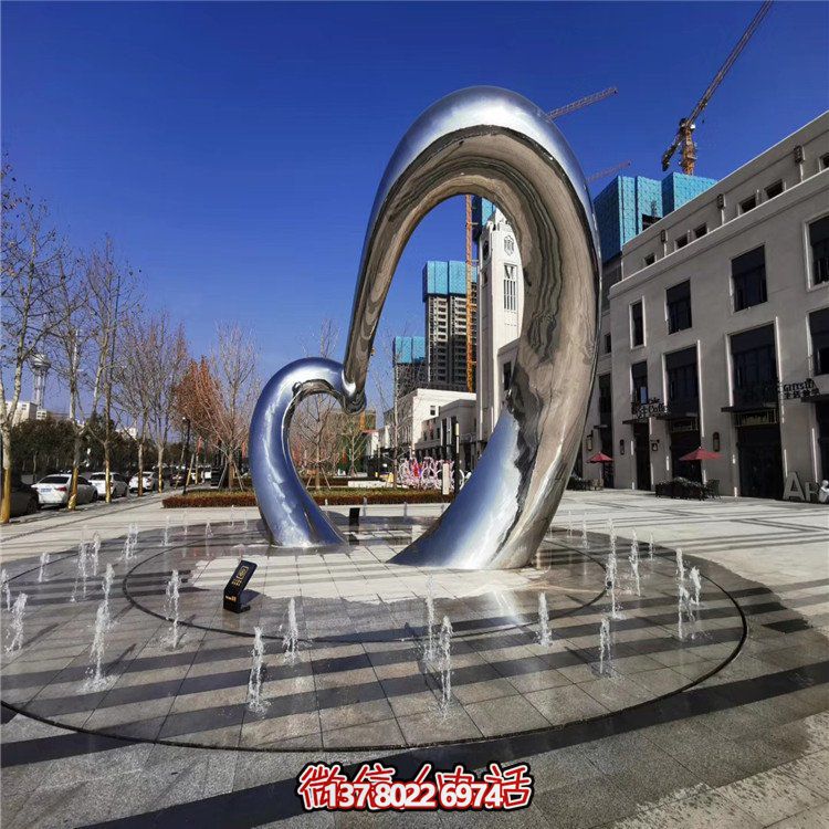 不銹鋼圓形雕塑精致工藝，拋光鏡面，抽象藝術(shù)