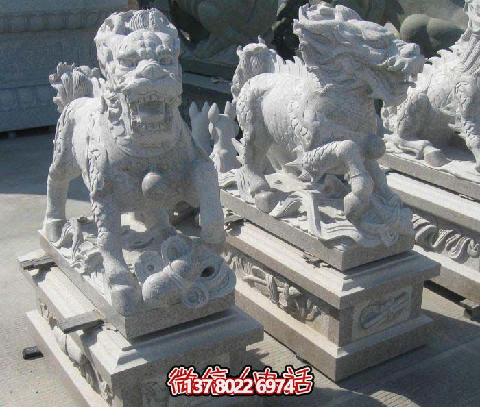 精美大理石石雕麒麟雕塑，一件精致的家居裝點品