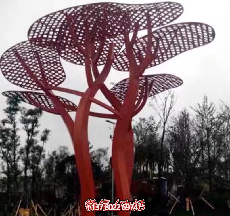 兒童安全游樂園，不銹鋼網(wǎng)格樹雕塑裝置