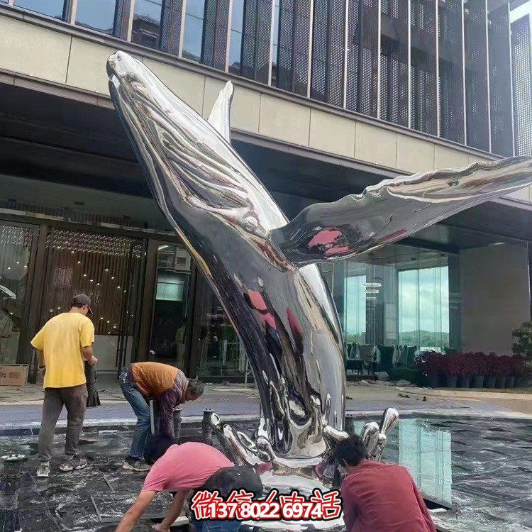 大型不銹鋼鏤空魚(yú)類(lèi)擺件，為戶(hù)外水景商場(chǎng)售樓部裝飾