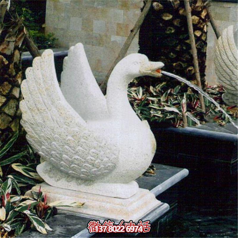 玻璃鋼雕塑噴水器，點(diǎn)亮公園白色天鵝