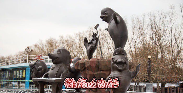 不銹鋼海豚雕塑，個性創(chuàng)意花園裝飾