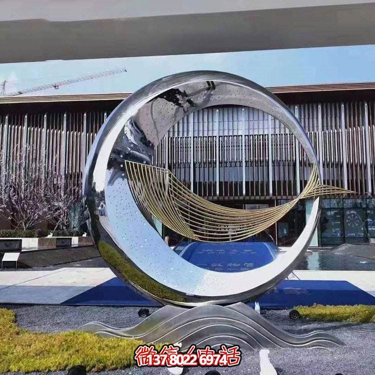 精美不銹鋼圓環(huán)雕塑，給酒店、售樓部帶來流水?dāng)[件