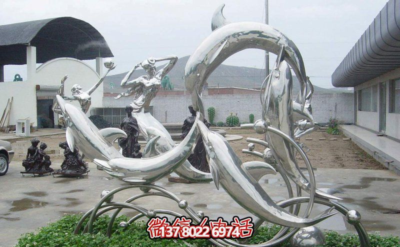 一群活躍海豚，為游樂園帶來更多樂趣——不銹鋼海豚雕塑