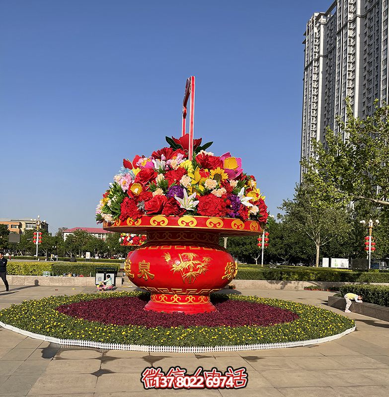 天安門廣場(chǎng)精美玻璃鋼彩繪大花籃雕塑 天安門廣場(chǎng)精美玻璃鋼彩繪大花籃雕塑