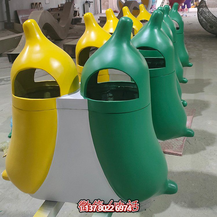 創(chuàng)意玻璃鋼垃圾桶，家庭園林裝飾擺件