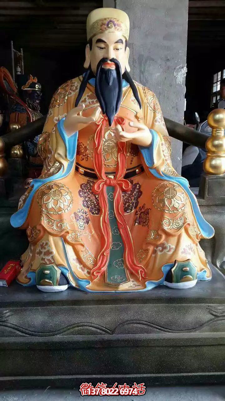 精美供奉財神雕塑，玻璃鋼彩繪絢麗奪目
