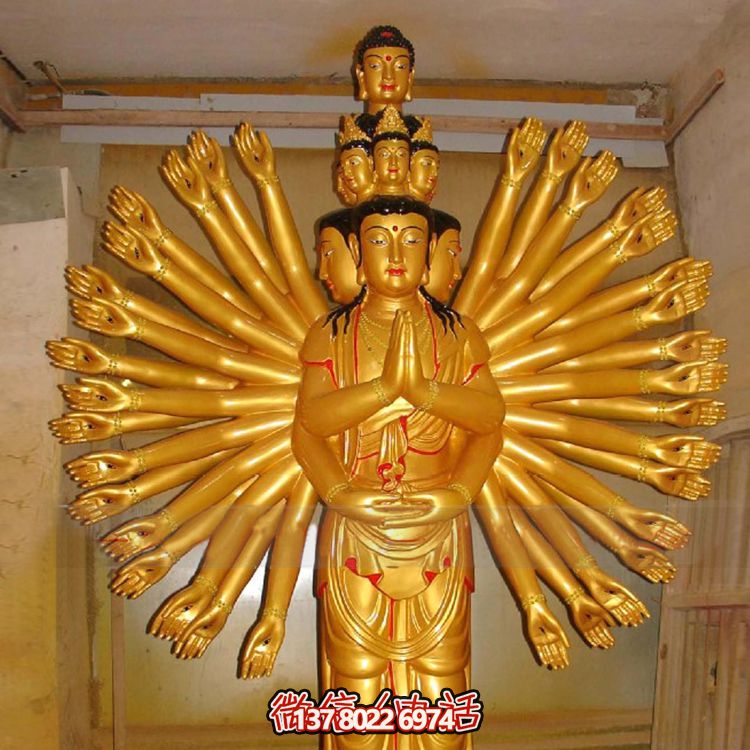 鎏金千手觀音大型雕塑，精美絕倫，醉人心魄