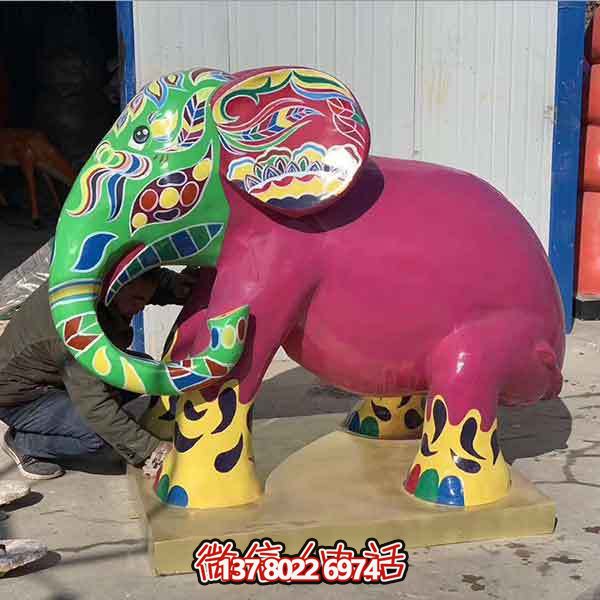 玻璃鋼雕塑大象，彩繪園林景觀