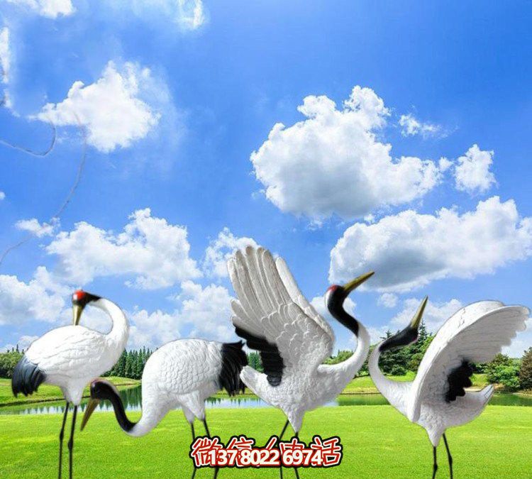 仙鶴彩繪玻璃雕塑，一次欣賞美麗風(fēng)景