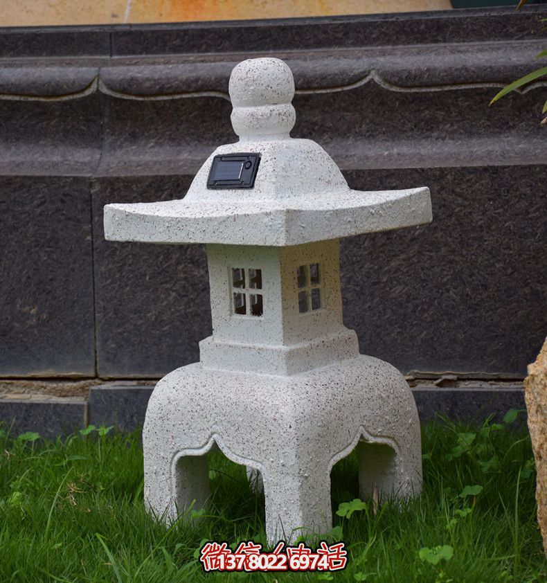 太陽(yáng)能石燈，復(fù)古中式裝飾戶外景觀燈