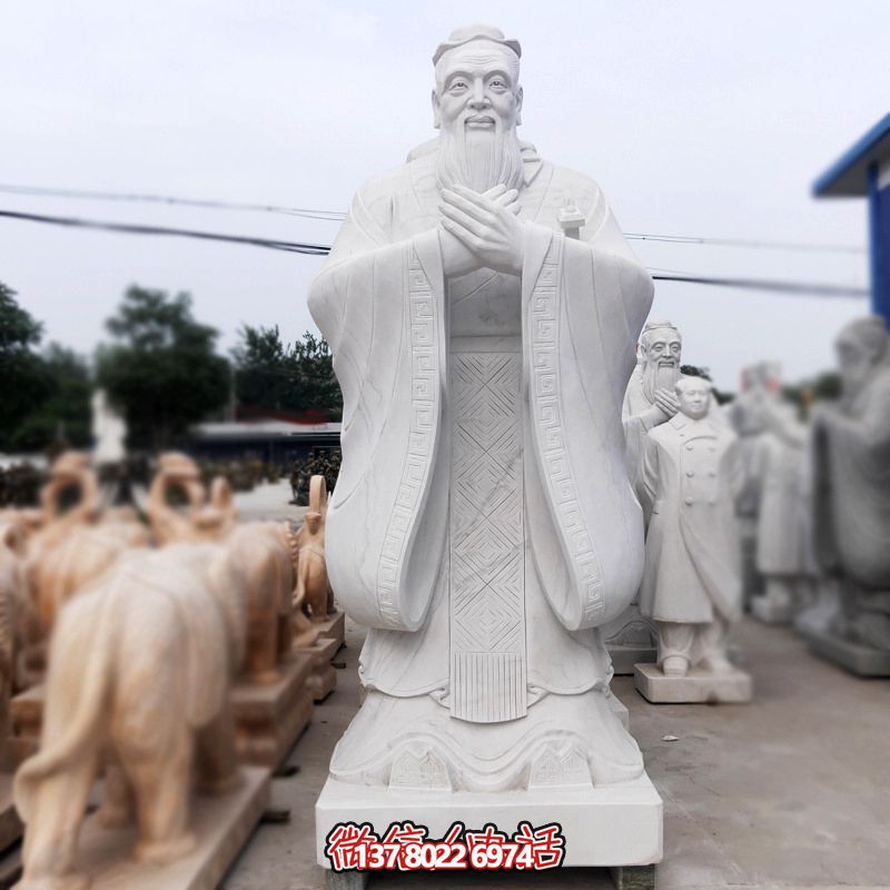 漢白玉孔子雕塑傳承中華文化，融入創(chuàng)意景區(qū)