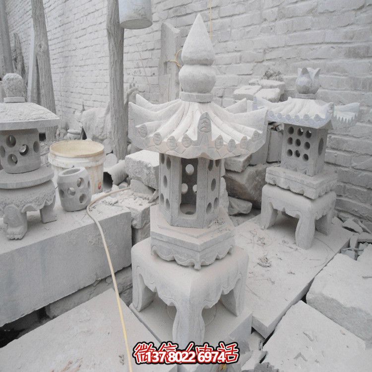 精美石燈鏤空大理石裝飾擺件，點(diǎn)亮你的漢白玉庭院