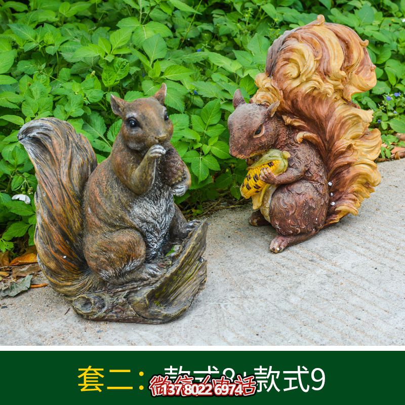 景區(qū)松鼠雕塑，玻璃鋼玻璃玉米抱松子