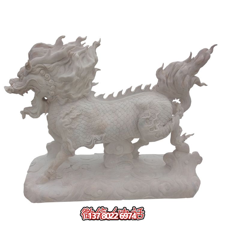 傳承漢白玉石雕麒麟雕塑，美化景區(qū)戶外環(huán)境