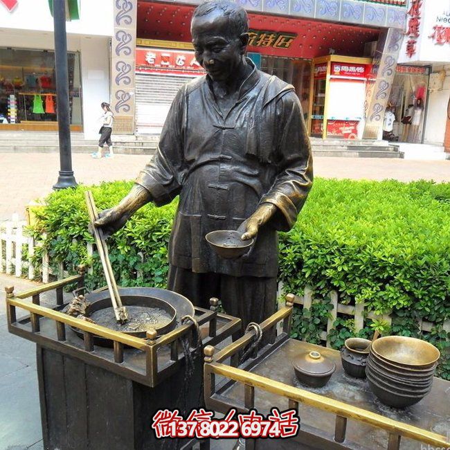 仿銅人物玻璃鋼小吃，給你無與倫比的景區(qū)體驗