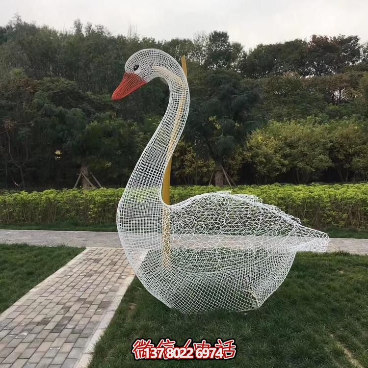 不銹鋼鏤空創(chuàng)意戶外公園照明動物景觀天鵝燈