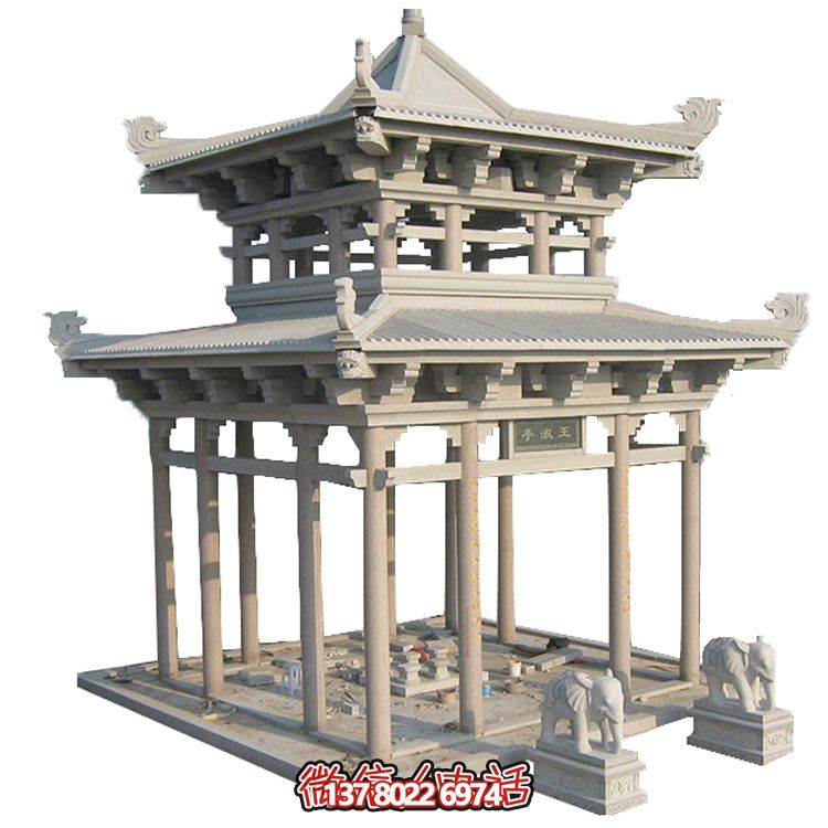 古典多角涼亭建筑大氣，石雕精美，園林景觀(guān)完美
