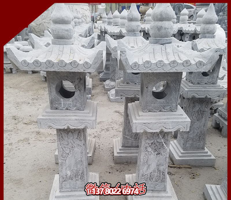 仿古石雕燈籠，裝飾戶外寺廟