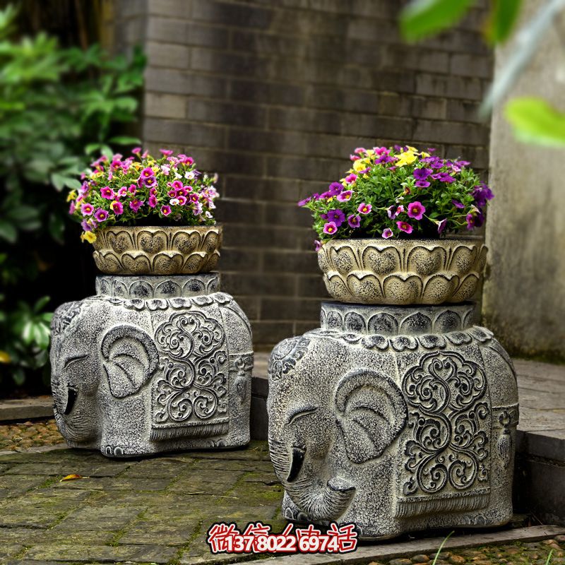 仿古石刻家用花盆擺件 仿古石刻家用花盆擺件