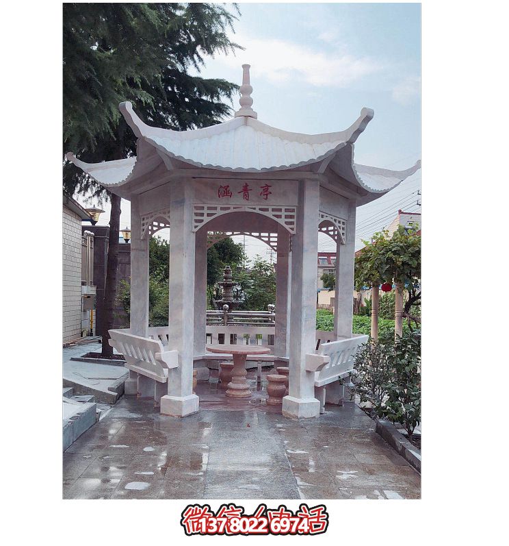 仿古大理石涼亭，美化花園景觀