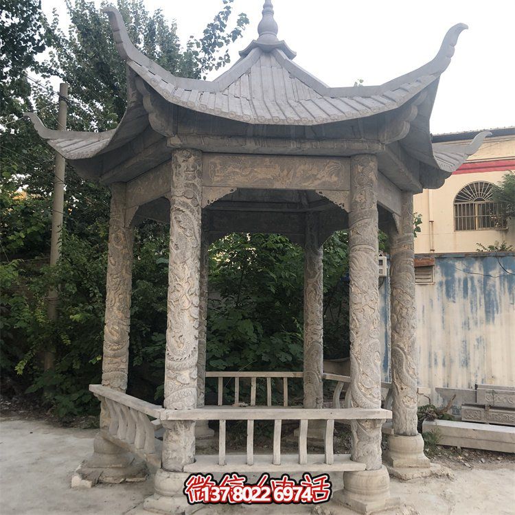 中式仿古建筑青石石亭，為您的園林戶外擺放帶來(lái)古典美