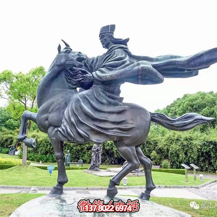 古典仿銅騎馬雕塑，玻璃鋼創(chuàng)意廣場裝飾