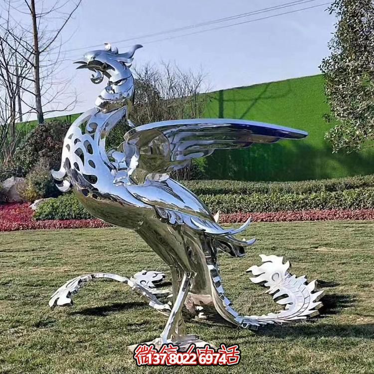 精美不銹鋼鳳凰雕塑，裝飾您的室外景觀
