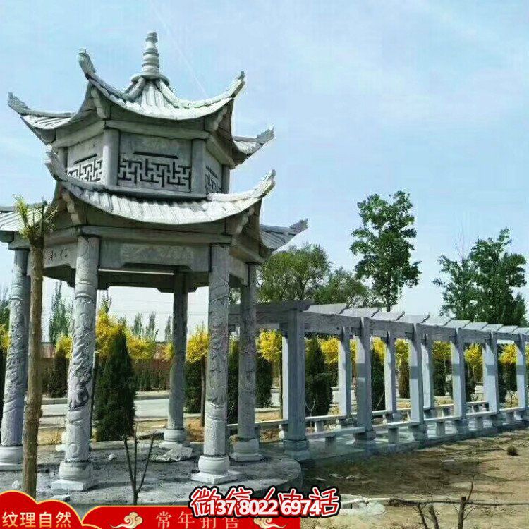 甄選優(yōu)質(zhì)大理石雙層涼亭，精美絕倫的雕塑美景