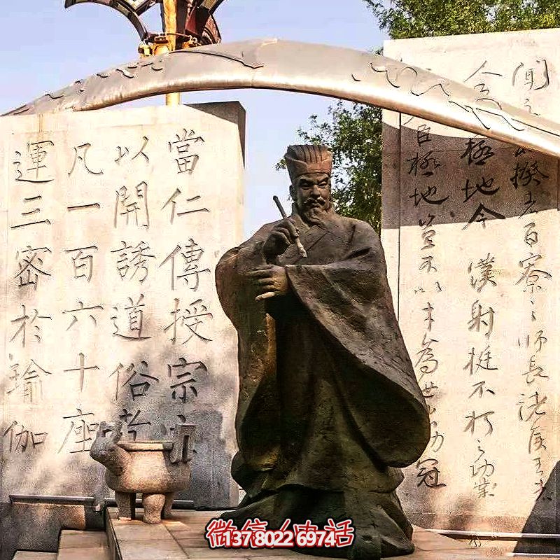 廣場(chǎng)擺放中國(guó)古代著名書(shū)法家柳公權(quán)玻璃鋼仿銅雕塑像