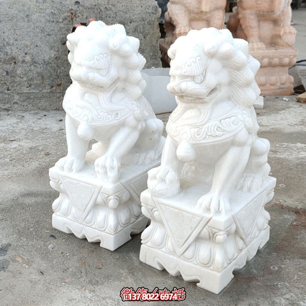 漢白玉石雕戶(hù)外招財(cái)獅子雕塑