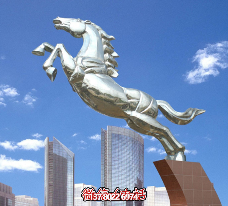 不銹鋼馬兒雕塑，鏡面騰空的馬兒雕塑，企業(yè)精神標(biāo)識(shí)標(biāo)志