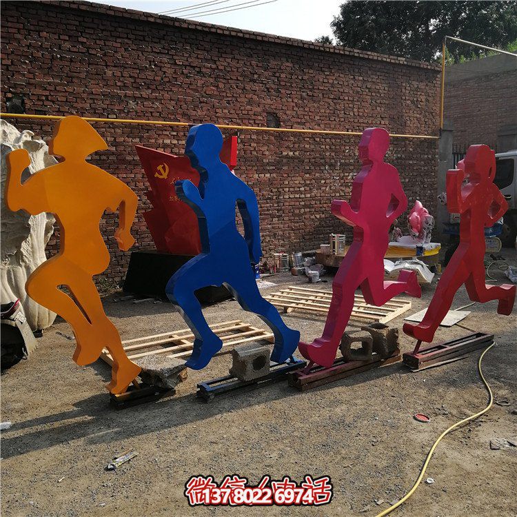 跑步，玻璃鋼剪影抽象人物運(yùn)動(dòng)雕塑