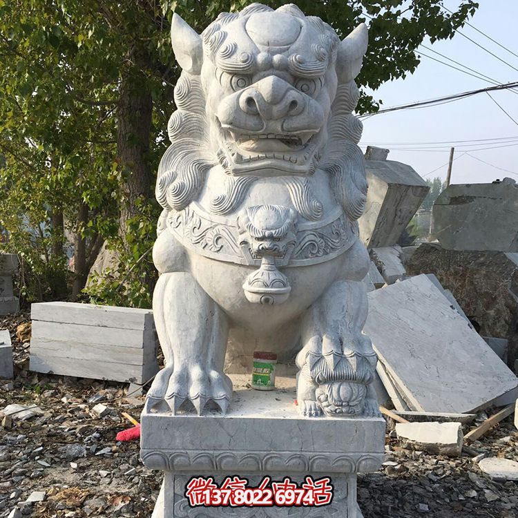 大型戶(hù)外砂石石雕鎮(zhèn)宅獅子雕塑