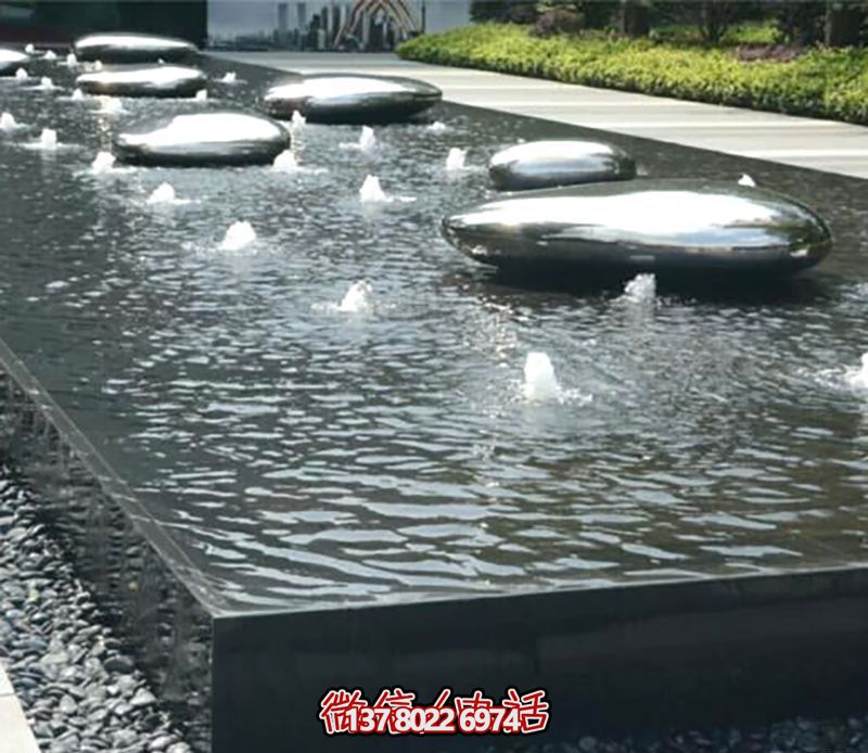 公園噴泉不銹鋼多個鵝卵石雕塑 公園噴泉不銹鋼多個鵝卵石雕塑