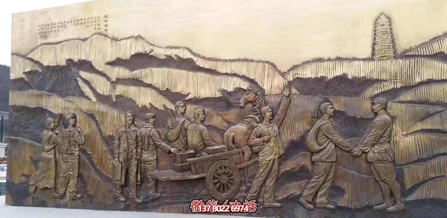 廣場(chǎng)墻壁創(chuàng)意抽象銅鑄八路軍雕塑 廣場(chǎng)墻壁創(chuàng)意抽象銅鑄八路軍雕塑