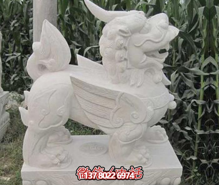 戶外景區(qū)漢白玉石雕帶翅膀的貔貅雕塑 戶外景區(qū)漢白玉石雕帶翅膀的貔貅雕塑