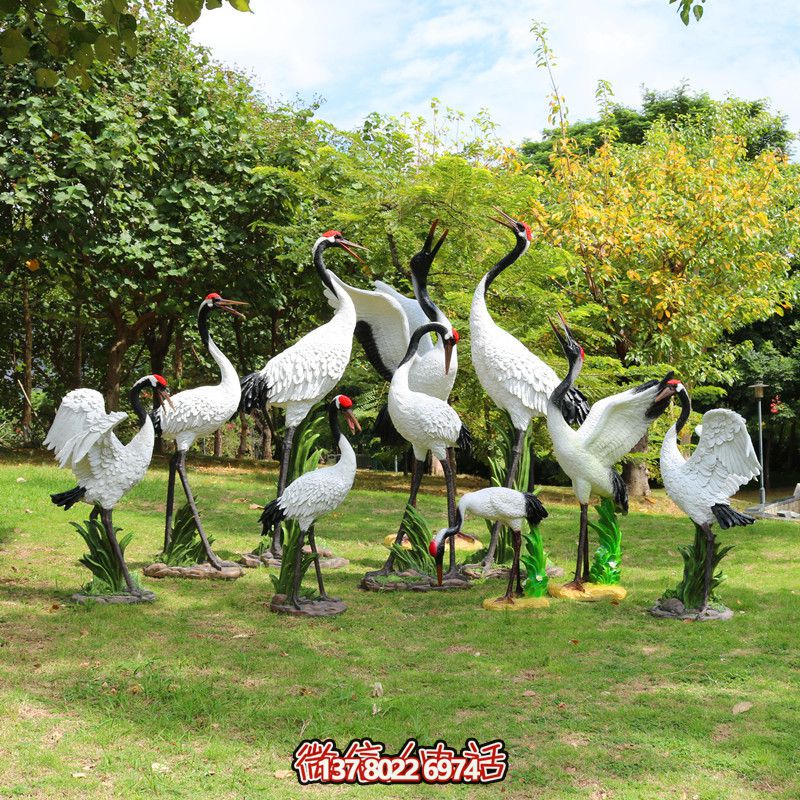 玻璃鋼彩繪公園景觀裝飾品丹頂鶴雕塑 玻璃鋼彩繪公園景觀裝飾品丹頂鶴雕塑
